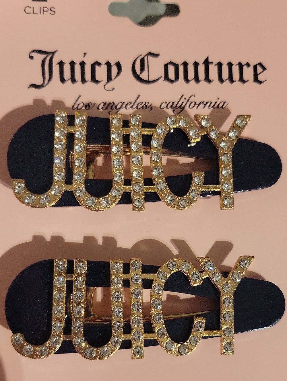 Juicy Couture Juicy Rhinestone Hair Clip Set Black & Gold